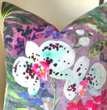 Twilight Orchids Velvet Decorative Pillow Cover or Euro Sham - Annabel Bleu