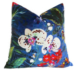 Evening Orchids Velvet Decorative Pillow Cover or Euro Sham - Annabel Bleu