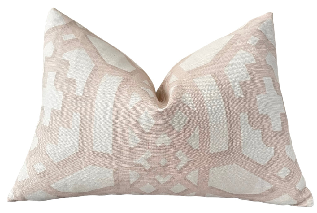 Schumacher Zanzibar Trellis Matte Blush Pale Pink Trompe l il