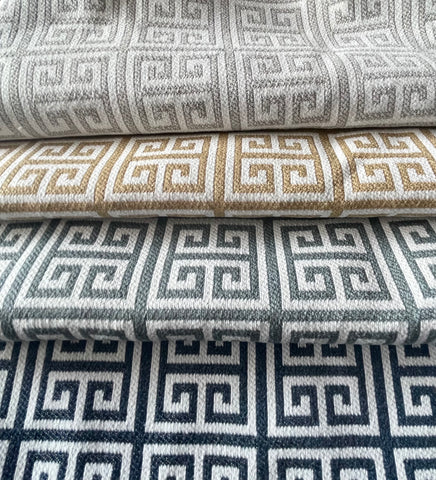 Venetian: Greek Key Performance Upholstery Fabric by the Yard - Annabel Bleu