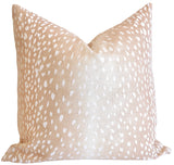 Linen Fawn Pillow Cover / Available in 10 sizes, Pom pom Trim Option - Annabel Bleu