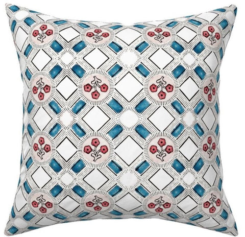Vintage French Print Linen Pillow Cover: Available in 10 Sizes - Annabel Bleu
