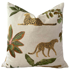 Embroidered Cheetah: Jungle Safari Embroidered Pillow Cover