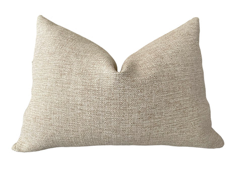 Sand Beige Woven Pillow / Chenille Decorative Throw Pillow Cover / Heavy Woven Textured Pillow cover - Annabel Bleu