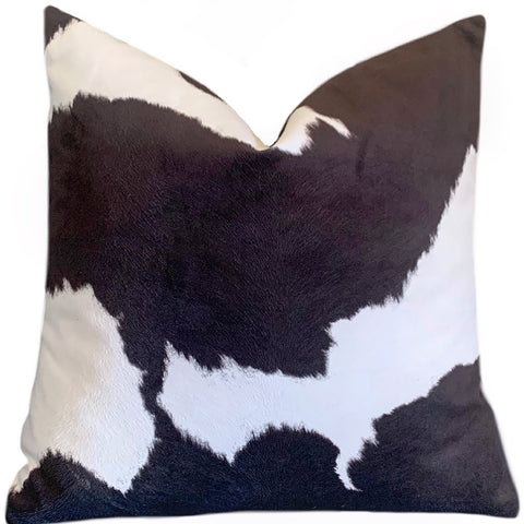 Sara: Faux Leather Cow Pattern Pillow Cover, Faux Hair on Hide - Annabel Bleu
