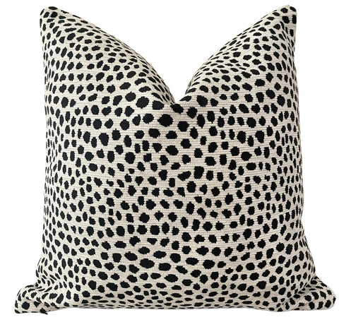 Dalmatian Woven Outdoor Pillow Cover / Black and White Outdoor Pillow Cover / Stylish Dots Pillow Cover - Annabel Bleu