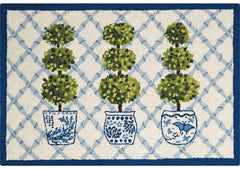 Topiary Wool Hooked Rug 2x3 feet