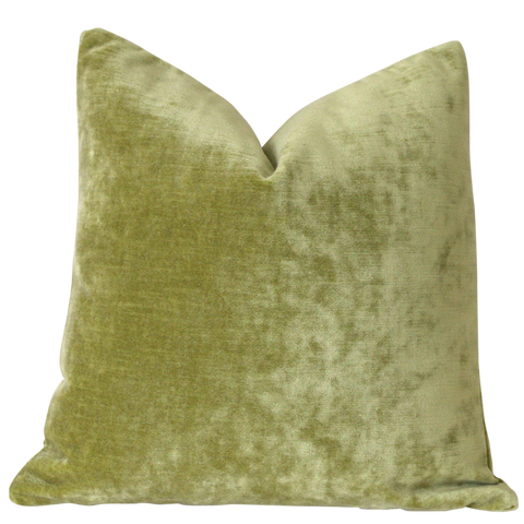 Chartreuse Green Velvet Pillow / Light Green Velvet Cushion Cover / ZIPPER Pillow Cover / Solid Green Pillow / Green Yellow Pillow Cover - Annabel Bleu