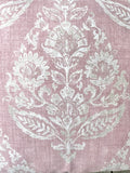 Block Print Damask Pillow Cover / Pink Cream Floral Cushion / Damask Pillow Cover / French Country Pillow Cover - Annabel Bleu