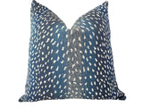 Navy Antelope Outdoor Pillow Cover / Fawn Outdoor Pillow cover / Blue Patio Pillow / Porch Pillow Cover / Outdoor 12x18 18x18 20x20 - Annabel Bleu