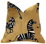 Gold Zebra Cut Velvet Upholstery Fabric by the yard / Gold Velvet Home Fabric / High End Upholstery Velvet - Annabel Bleu