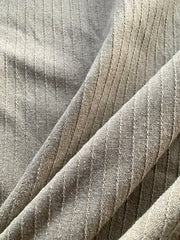 One yard Greige Linen Fabric / Textured Stripe Linen Upholstery