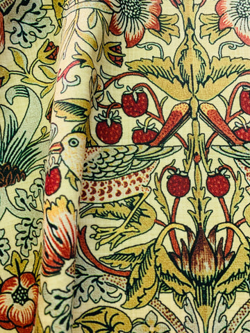 Yellow Strawberry Thief: Velvet William Morris Upholstery Fabric by the yard / Historic Velvet Home Fabric / High End Upholstery Velvet - Annabel Bleu