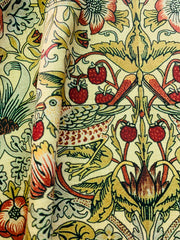 Yellow Strawberry Thief: Velvet William Morris Upholstery Fabric by the yard / Historic Velvet Home Fabric / High End Upholstery Velvet