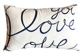 Schumacher “Love” Embroidered Pillow Cover - Annabel Bleu