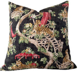 Black Lounging Leopard Pillow Cover: Available in 10 Sizes - Annabel Bleu