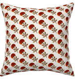Marigold: Orange and Cream Floral Block Printed Linen Pillow Cover Available in 10 Sizes - Annabel Bleu