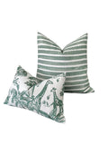 Nehimba Safari Collection: Sage Green & White Decorative Pillow Covers - Annabel Bleu
