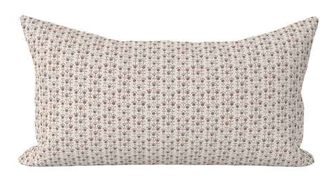 Beige Calico Block Printed Linen Pillow Cover: Available in 10 Sizes - Annabel Bleu