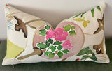 Chinoiserie Fan Pillow Cover: Pink Florals - Annabel Bleu