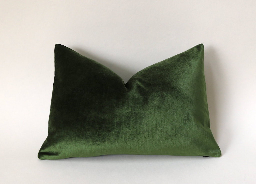 Dark Green Velvet Cushion Cover / Green Velvet Pillow / ZIPPER Pillow Cover  / Solid Green Pillow / Green Velvet Pillow Cover