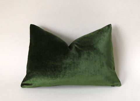 Dark Green Velvet Cushion Cover / Green Velvet Pillow / ZIPPER Pillow Cover / Solid Green Pillow / Green Velvet Pillow Cover - Annabel Bleu