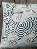 Clarence House Tibet Dragon Pillow Cover: Pale Blues - Annabel Bleu