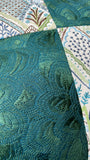 Schumacher Jade Lotus Embroidered Pillow Cover - Annabel Bleu