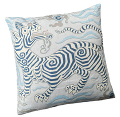 Clarence House Tibet Dragon Pillow Cover: Pale Blues