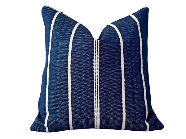 クッションカバー Cushion Cover navy line Halmuz Outdoor Patio Navy Blue Cushion Cover Shafatao-Navy