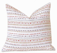 Wool Striped Pillow / Orange Decorative Throw Pillow Cover / Heavy Woven Texture / Cream Orange Pillow / Grey Orange Cushion Cover