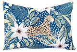 “Lady Leopard:” A Blue and Green Statement Pillow Cover - Annabel Bleu