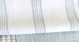One yard Aqua White Ticking Linen Fabric / Stripe Linen Upholstery / Drapery Fabric / Woven Aqua Fabric / Upholstery Ticking / Blue Linen - Annabel Bleu
