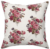 Antique French Roses and Poppies Linen Pillow Cover: Faded Burgundy - Annabel Bleu