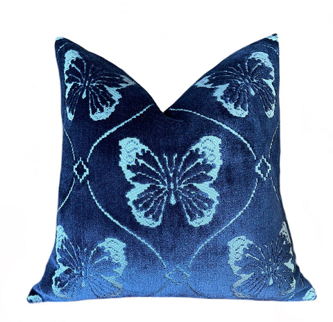 Schumacher Papillon Pillow Cover 18x18” - Annabel Bleu