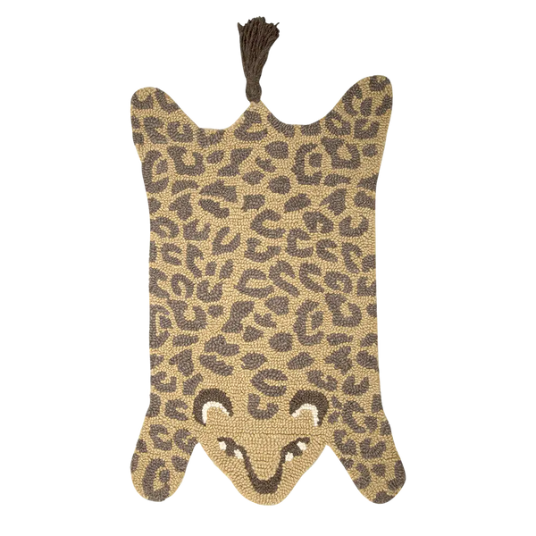 Cheetah outlet with tassels hand-hooked pillow