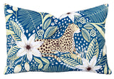 “Lady Leopard:” A Blue and Green Statement Pillow Cover - Annabel Bleu