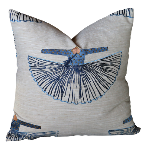 Navy embroidered pillow hot sale