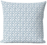 Blue Calico Block Printed Linen Pillow Cover: Available in 10 Sizes - Annabel Bleu