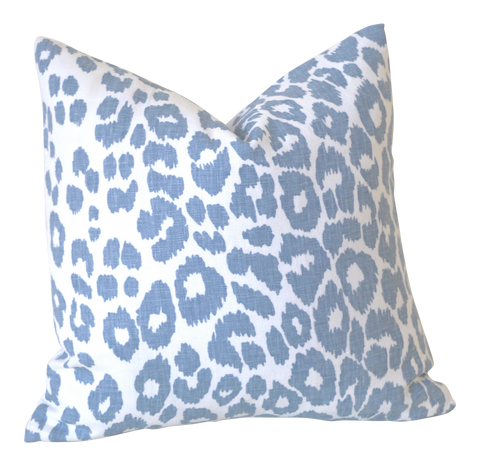 Iconic Leopard Sky Pillow Cover / Schumacher Sky Leopard Cushion Cover / Indoor or Outdoor Pillow Cover - Annabel Bleu