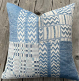 Schumacher Blue & Beige Quilted Pillow Cover - Annabel Bleu