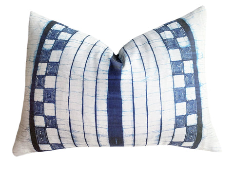 10 Sizes Available: Indigo Hmong Pillow Cover / Shibori Check Indigo / Hmong Pillow Case - Annabel Bleu