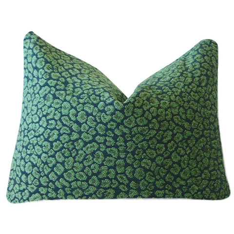 Malachite Green Blue Pillow Cover / 10 size options / Leopard Accent Pillow / Decorative Throw Pillow / Teal Velvety Green Chenille - Annabel Bleu