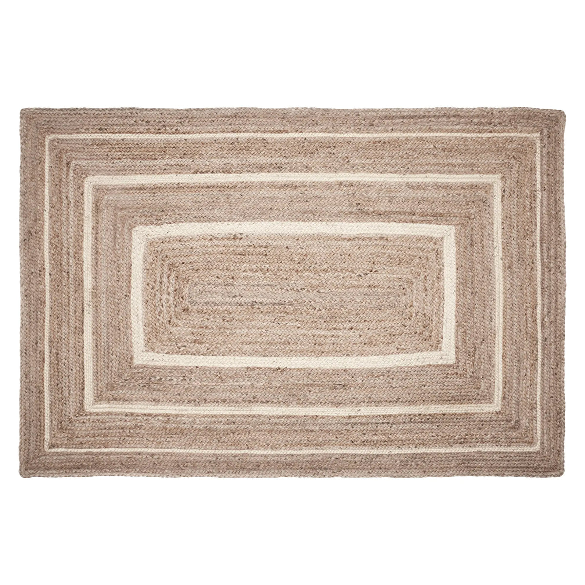 Natural and Cream Bordered Jute Woven Rug with Pad– Annabel Bleu