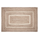 Natural and Cream Bordered Jute Woven Rug with Pad - Annabel Bleu