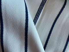 Harbor: Chenille Woven Outdoor Striped Upholstery Fabric by the Yard / Nautical Navy Fabric