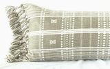 Morani: Boho Plaid Tasseled Block Print Lumbar Pillow Cover - Annabel Bleu