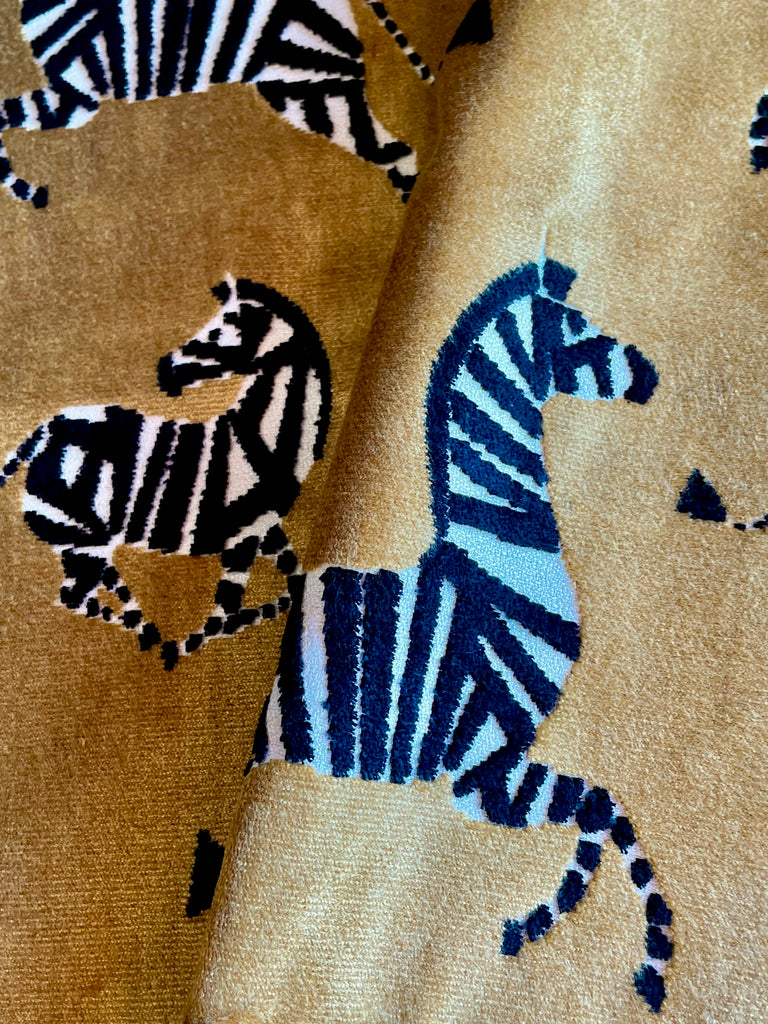 Gold Zebra Cut Velvet Upholstery Fabric by the yard / Gold Velvet Home  Fabric / High End Upholstery Velvet