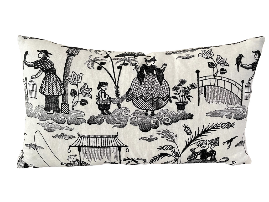 Chinoiserie lumbar outlet pillow