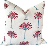 “Surreal Palms” Block Printed Linen Pillow Cover: Available in 10 Sizes - Annabel Bleu